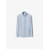 Eton Mens Striped Long-sleeved Linen Shirt Light Blue