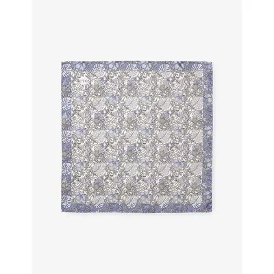 Eton Mens  Tropical Oxford Silk Pocket Squar In Blue