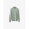 Eton Mens Funnel-neck Quarter-zip Cotton And Cashmere-blend Jumper Light Green