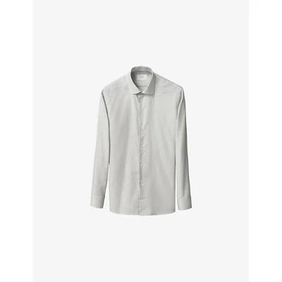 Eton Mens Melange Contemporary-fit Cotton-twill Shirt Light Green