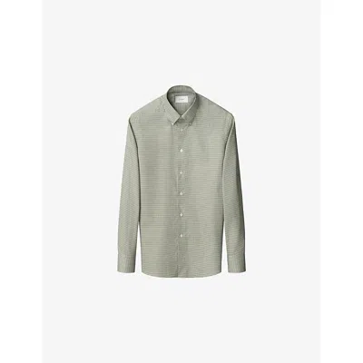 Eton Mens Micro-check Contemporary-fit Cotton Oxford Shirt Light Green