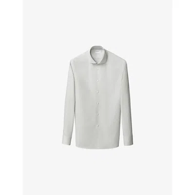 Eton Mens Light Green Striped Contemporary-fit Cotton-twill Shirt In White