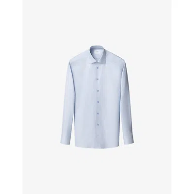 Eton Mens  Checked Contemporary-fit Cotton-twill Shirt In Blue