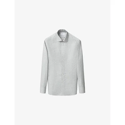 Eton Mens  Motif Contemporary-fit Cotton-twill Shirt In Gray