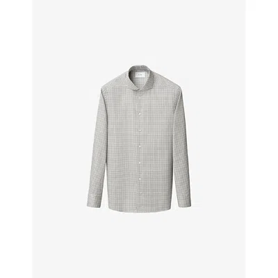 Eton Mens  Check-print Slim-fit Cotton-twill Shirt In Gray