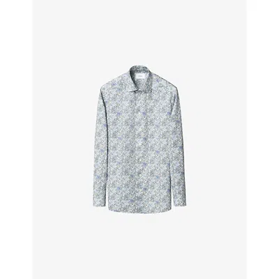 Eton Mens  Signature Twill Floral-print Slim-fit Cotton Shirt In Multi