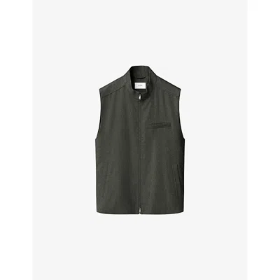 Eton Mens Mid Green Solid Wool Flannel Vest Xl