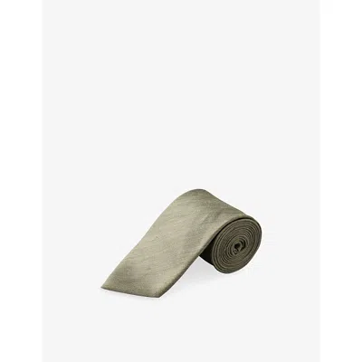 Eton Mens  Solid Woven Linen And Silk T In Green