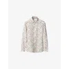 Eton Mens Sangria-pattern Long-sleeved Linen Shirt Multi