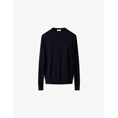 Eton Mens Navy Blue Crewneck Knitted Wool Jumper Xl