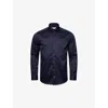 Eton Mens Navy Blue Cutaway-collar Single-cuff Slim-fit Cotton-twill Shirt
