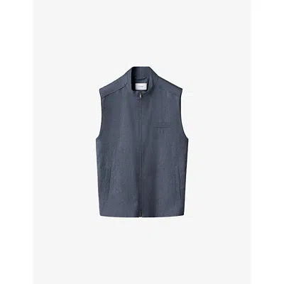 Eton Mens Navy Blue Solid Wool Flannel Vest