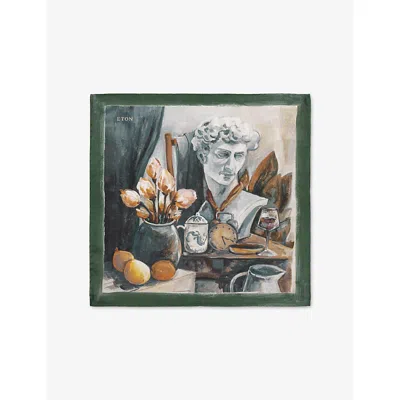 Eton Mens Painting Silk Oxford Pocket Square Mult In Multi