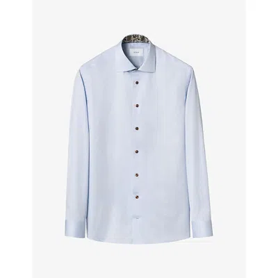 Eton Mens Paisley Signature Twill Slim-fit Cotton Shirt Light Blue