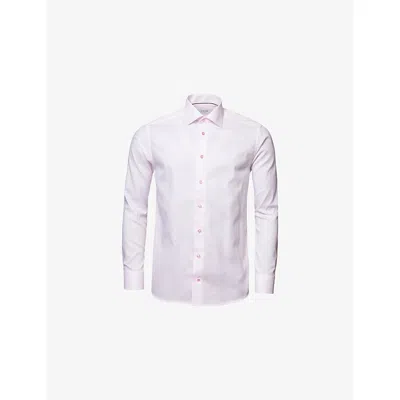 ETON MENS MICRO-PRINT CONTEMPORARY-FIT COTTON-POPLIN SHIRT PINK