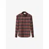 Eton Mens Red Check Signature Slim-fit Cotton Flannel Shirt In Brown