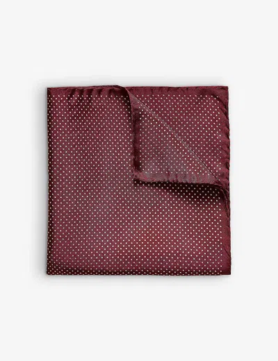 ETON MENS RED POLKA-DOT SILK POCKET SQUAR,57393439