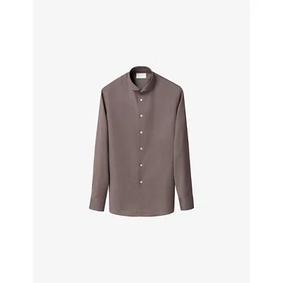 Eton Mens Red Semi Solid Slim-fit Merino-wool Shirt In Multi