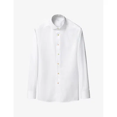 Eton Mens Signature Geometric-print Slim-fit Cotton Shirt White