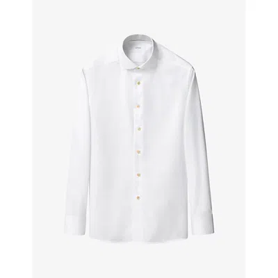 Eton Mens Signature Geometric-print Slim-fit Cotton Shirt White