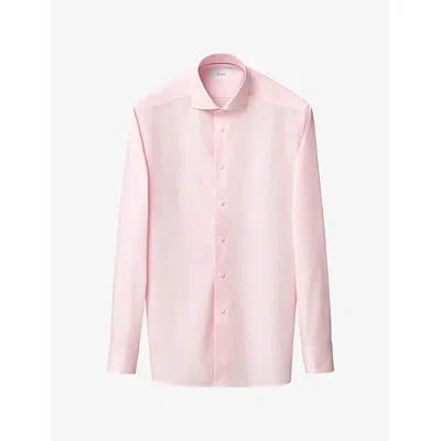 Eton Mens Spread-collar Contemporary-fit Cotton-poplin Shirt Pink