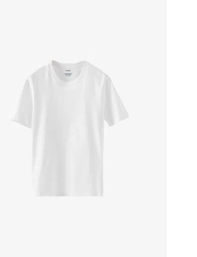 Eton Mens White Crewneck Organic Cotton-jersey T-shirt