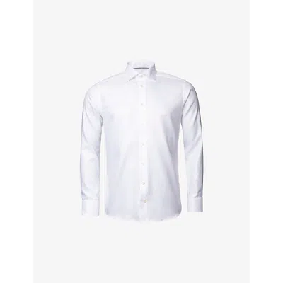 Eton Mens White Cutaway-collar Single-cuff Slim-fit Cotton-twill Shirt