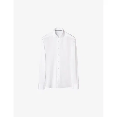 Eton Mens White Filo Di Scozia Contemporary-fit Cotton-knit Shirt
