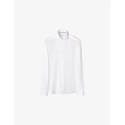 Eton Mens White Filo Di Scozia Slim-fit Cotton-knit Shirt
