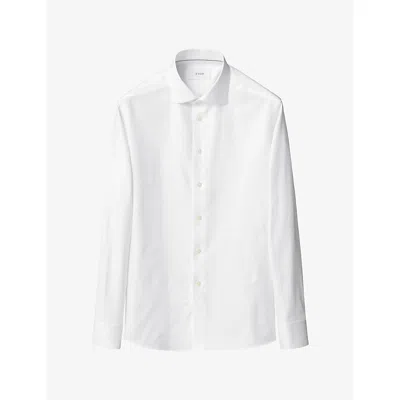 Eton Mens White Signature Herringbone Slim-fit Cotton Shirt