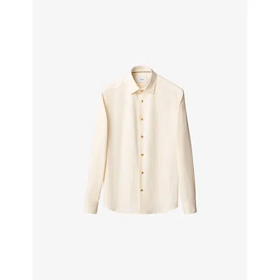 Eton Mens White Solid Corduroy Slim-fit Cotton Shirt In Neutral