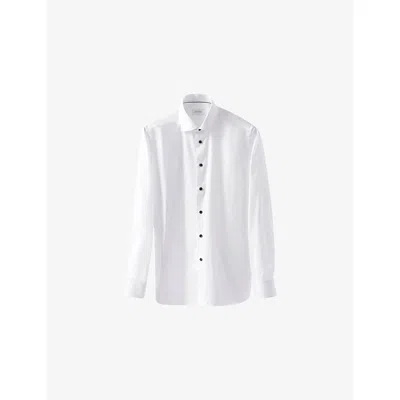 Eton Mens White Solid Signature Slim-fit Cotton Twill Shirt