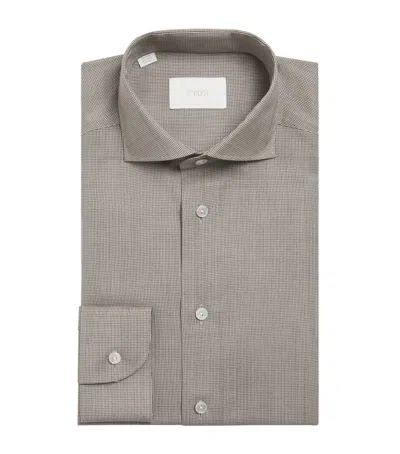 Eton Merino Wool Houndstooth Shirt In Brown