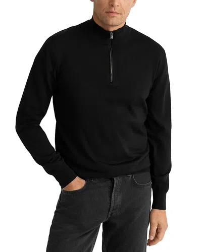 Eton Merino Wool Quarter Zip Knit Sweater In Black