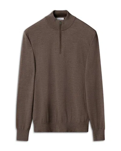 Eton Merino Wool Quarter Zip Knit Sweater In Brown