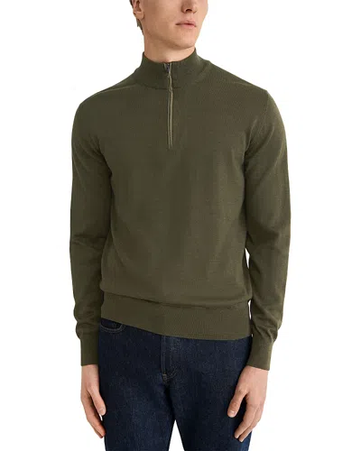 Eton Merino Wool Quarter Zip Knit Sweater In Green