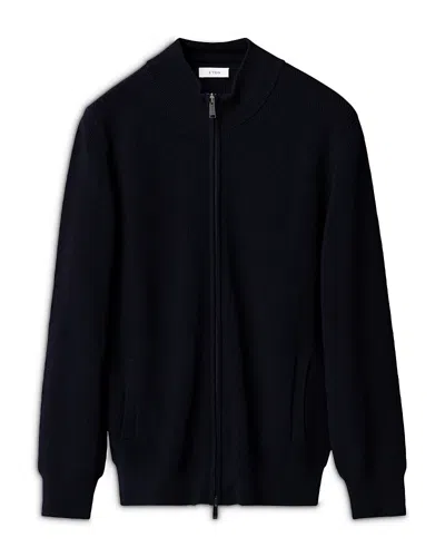 Eton Merino Wool Tailored Full Zip Knit Cardigan Sweater In Black