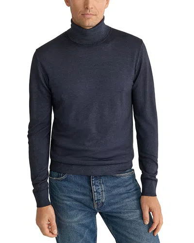 Eton Merino Wool Vintage Knit Turtleneck Sweater In Blue