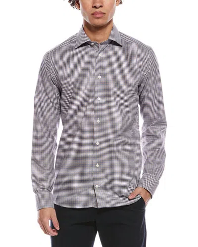 Eton Micro Check Fine Twill Slim Fit Shirt In Brown