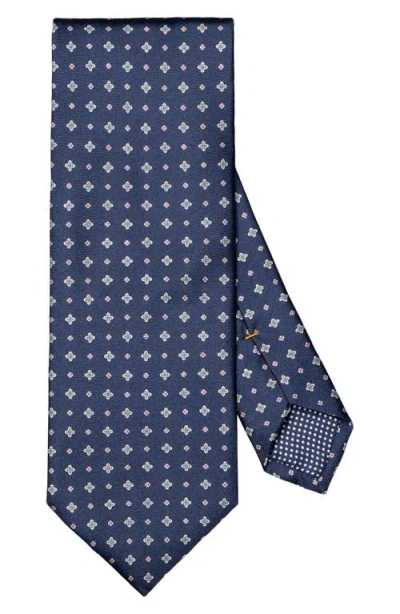 Eton Micro Floral Silk Tie In Dark Blue