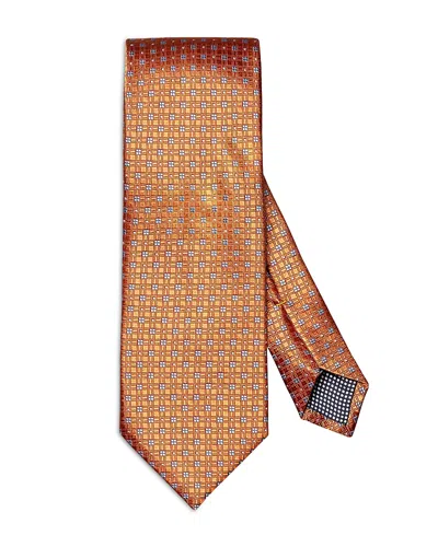 Eton Micro Floral Silk Tie In Orange