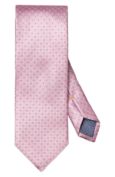 Eton Micro Geometric Silk Tie In Pink