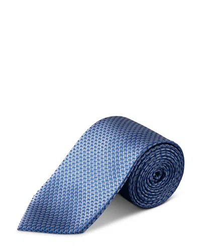 Eton Micro Geometric Woven Silk Tie In Blue