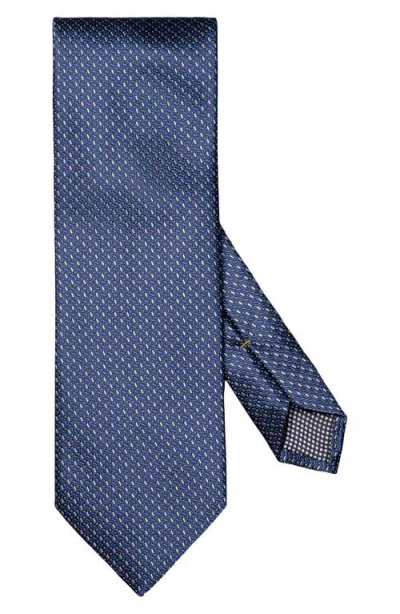Eton Micropattern Silk Tie In Dark Blue