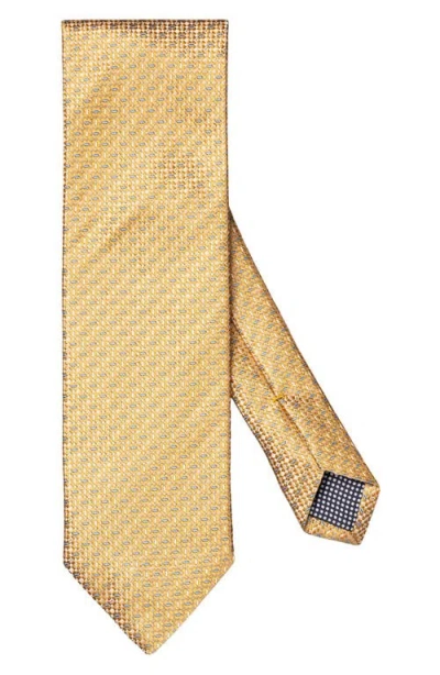 Eton Micropattern Silk Tie In Light Yellow