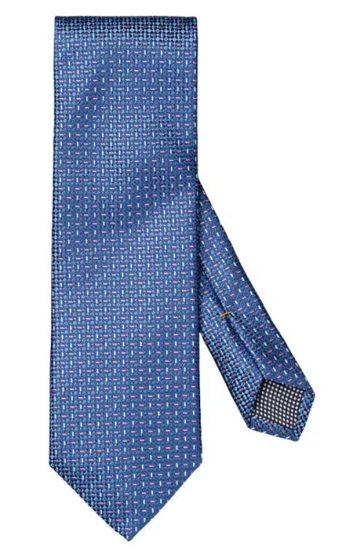 Eton Micropattern Silk Tie In Medium Blue