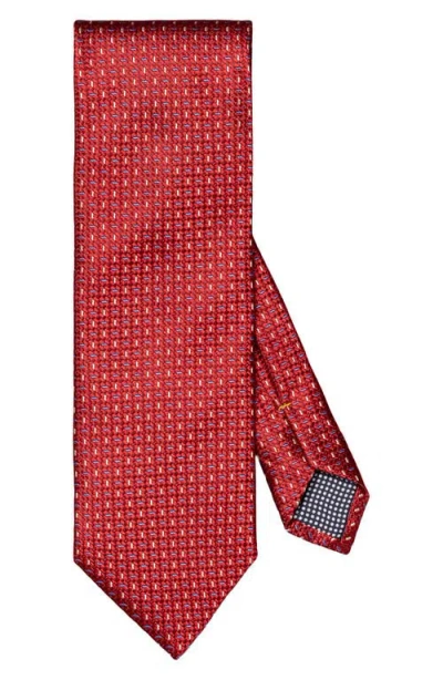 Eton Micropattern Silk Tie In Medium Red