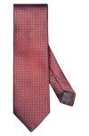 Eton Neat Geometric Silk Tie In Medium Red