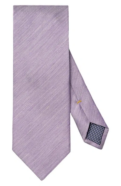 Eton Mid Purple Solid Linen & Silk Tie In Pattern
