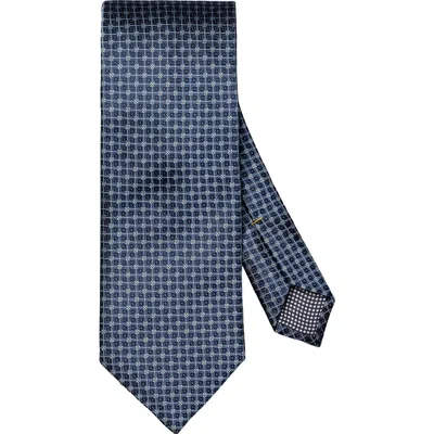 Eton Navy Geometric Pattern Silk Jacquard Tie In Blue